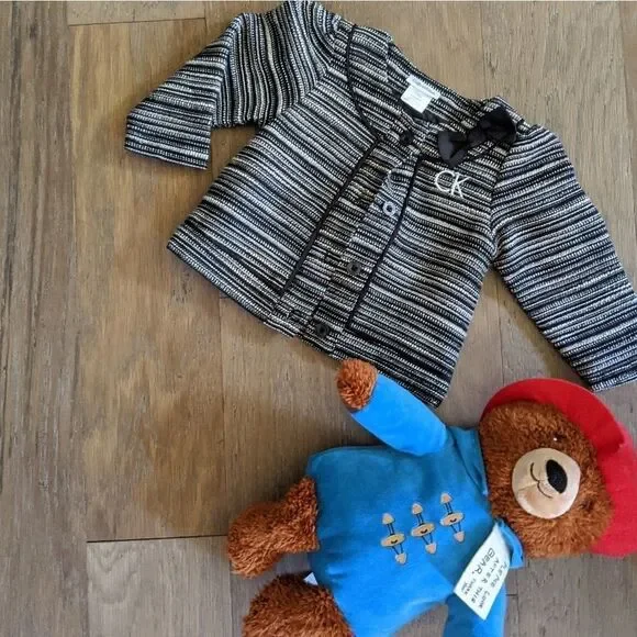 BEAUTIFUL CK INFANT BLACK STRIPPED COAT 12M - Picture 1 of 4